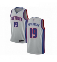 Mens Detroit Pistons 19 Sviatoslav Mykhailiuk Authentic Silver Basketball Jersey Statement Edition Mens Detroit Pistons 19 Sviatoslav Mykhailiuk Authentic Silver Basketball Jersey Statement Edition