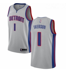 Youth Nike Detroit Pistons 1 Allen Iverson Swingman Silver NBA Jersey Statement Edition Youth Nike Detroit Pistons 1 Allen Iverson Swingman Silver NBA Jersey Statement Edition