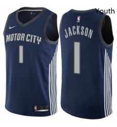 Youth Nike Detroit Pistons 1 Reggie Jackson Swingman Navy Blue NBA Jersey City Edition Youth Nike Detroit Pistons 1 Reggie Jackson Swingman Navy Blue NBA Jersey City Edition