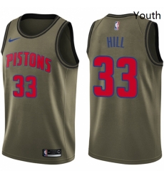 Youth Nike Detroit Pistons 33 Grant Hill Swingman Green Salute to Service NBA Jersey Youth Nike Detroit Pistons 33 Grant Hill Swingman Green Salute to Service NBA Jersey