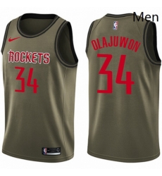 Mens Nike Houston Rockets 34 Hakeem Olajuwon Green Salute to Service NBA Swingman Jersey Mens Nike Houston Rockets 34 Hakeem Olajuwon Green Salute to Service NBA Swingman Jersey