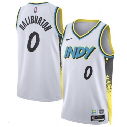 Men Indiana Pacers 0 Tyrese Haliburton White 2024 25 Swingman Stitched Basketball Jersey