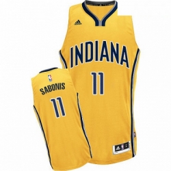Mens Adidas Indiana Pacers 11 Domantas Sabonis Swingman Gold Alternate NBA Jersey 