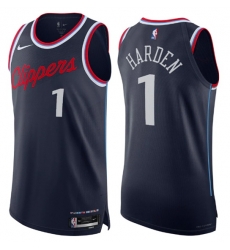 Men Los Angeles Clippers 1 James Harden Navy 2024 25 Icon Edition Stitched Jersey