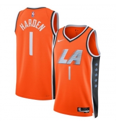 Men Los Angeles Clippers 1 James Harden Orange 2025 26 City Edition Stitched Jersey