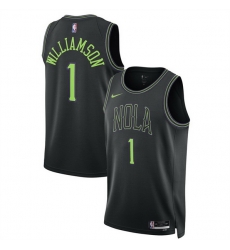 Men New Orleans Pelicans 1 Zion Williamson Black 2025 26 City Ediiton Stitched Basketball Jersey
