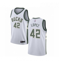 Mens Milwaukee Bucks 42 Robin Lopez Authentic White Basketball Jersey Association Edition Mens Milwaukee Bucks 42 Robin Lopez Authentic White Basketball Jersey Association Edition