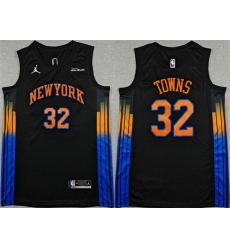 Men New Yok Knicks 32 Karl Anthony Towns Black 2025 26 Statement Edition Stitched Basketball Jersey Men New Yok Knicks 32 Karl Anthony Towns Black 2025 26 Statement Edition Stitched Basketball Jersey