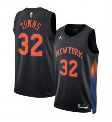 Men New Yok Knicks 32 Karl Anthony Towns Black 2025 Statement Edition Stitched Basketball Jersey Men New Yok Knicks 32 Karl Anthony Towns Black 2025 Statement Edition Stitched Basketball Jersey