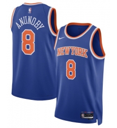 Men New Yok Knicks 8 OG Anunoby blue Home Stitched Basketball Jersey