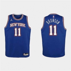 Men New York Knicks 2021 22 Jalen Brunson City Edition Blue Jersey