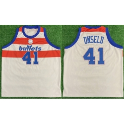 Men Washington Bullets  41 Wes Unseld White Stitched Basketball Jersey
