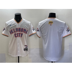 Men Oklahoma City Thunder Blank White 2025 Finals Vapor Stitched Baseball Jersey