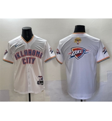 Men Oklahoma City Thunder Team Big Logo White 2025 Finals Vapor Stitched Baseball Jersey Men Oklahoma City Thunder Team Big Logo White 2025 Finals Vapor Stitched Baseball Jersey