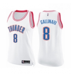 Womens Oklahoma City Thunder 8 Danilo Gallinari Swingman White Pink Fashion Basketball Jersey Womens Oklahoma City Thunder 8 Danilo Gallinari Swingman White Pink Fashion Basketball Jersey