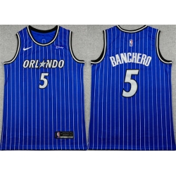 Men Orlando Magic 5 Paolo Banchero Blue 2025 Icon Edition Stitched Basketball Jersey