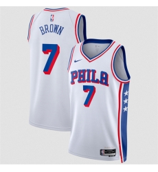 Men Philadelphia 76ers  7 Jaylen Brown White 2026 Association Edition Stitched Jersey