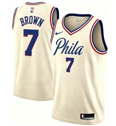 Men Philadelphia 76ers Jaylen Brown #7 City Edition Ice Cream Color Stitched NBA Jersey