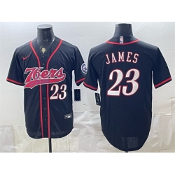 Men Philadelphia 76ers  LeBron James Black Cool Base Stitched Baseball Jersey
