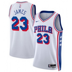 Men Philadelphia 76ers  LeBron James White 2026 Association Edition Stitched Jersey