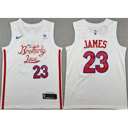 Men Philadelphia 76ers  LeBron James White 2026 City Edition With Patch Stitched Jersey