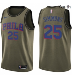 Youth Nike Philadelphia 76ers 25 Ben Simmons Swingman Green Salute to Service NBA Jersey Youth Nike Philadelphia 76ers 25 Ben Simmons Swingman Green Salute to Service NBA Jersey