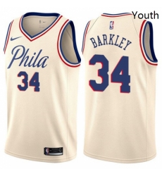 Youth Nike Philadelphia 76ers 34 Charles Barkley Swingman Cream NBA Jersey City Edition Youth Nike Philadelphia 76ers 34 Charles Barkley Swingman Cream NBA Jersey City Edition