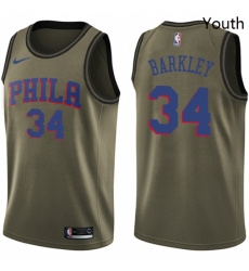 Youth Nike Philadelphia 76ers 34 Charles Barkley Swingman Green Salute to Service NBA Jersey Youth Nike Philadelphia 76ers 34 Charles Barkley Swingman Green Salute to Service NBA Jersey