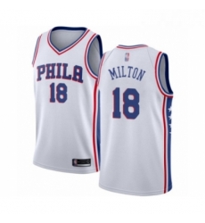 Youth Philadelphia 76ers 18 Shake Milton Swingman White Basketball Jersey Association Edition Youth Philadelphia 76ers 18 Shake Milton Swingman White Basketball Jersey Association Edition