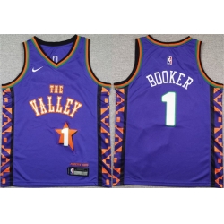 Youth Phoenix Suns 1 Devin Booker Purple 2024 City Edition Stitched Basketball Jersey