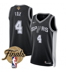 Men San Antonio Spurs  4 De Aaron Fox Black 2026 Finals Patch Icon Edition Stitched Basketball Jersey