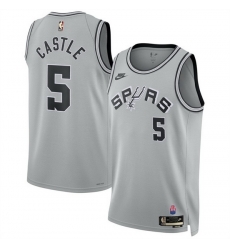 Men San Antonio Spurs  5 Stephon Castle Silver 2026 27 Classic Edition Stitched Basketball Jersey