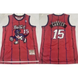 Men Toronto Raptors 15 Vince Carter Red Throwback Stitched Baseball Jersey