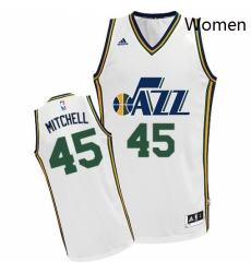 Womens Adidas Utah Jazz 45 Donovan Mitchell Swingman White Home NBA Jersey Womens Adidas Utah Jazz 45 Donovan Mitchell Swingman White Home NBA Jersey