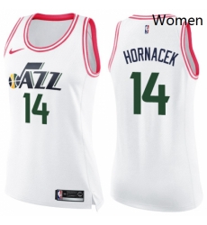 Womens Nike Utah Jazz 14 Jeff Hornacek Swingman WhitePink Fashion NBA Jersey Womens Nike Utah Jazz 14 Jeff Hornacek Swingman WhitePink Fashion NBA Jersey
