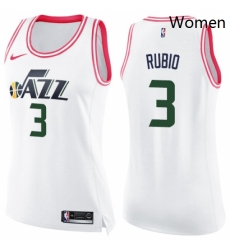 Womens Nike Utah Jazz 3 Ricky Rubio Swingman WhitePink Fashion NBA Jersey Womens Nike Utah Jazz 3 Ricky Rubio Swingman WhitePink Fashion NBA Jersey