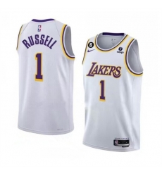 Men Los Angeles Lakers 1 D'Angelo Russell 2022 23 White With NO 6 Patch Association Edition With NO 6 Patch Stitched Basketball Jersey Men Los Angeles Lakers 1 D'Angelo Russell 2022 23 White With NO 6 Patch Association Edition With NO 6 Patch Stitched Basketball Jersey