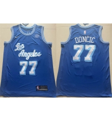 Men Los Angeles Lakers 77 Luka Doncic Blue 2025 Stitched Basketball Jersey