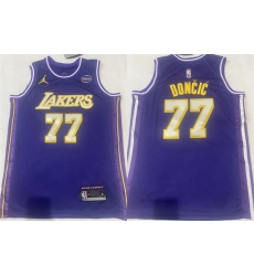 Men Los Angeles Lakers 77 Luka Doncic Puple Stitched Basketball Jersey Men Los Angeles Lakers 77 Luka Doncic Puple Stitched Basketball Jersey