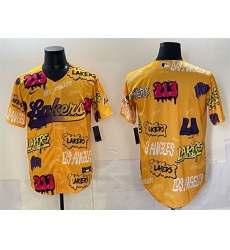 Men Los Angeles Lakers Blank Yellow Limited Stitched Baseball Jersey Men Los Angeles Lakers Blank Yellow Limited Stitched Baseball Jersey