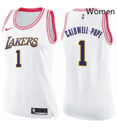 Womens Nike Los Angeles Lakers 1 Kentavious Caldwell Pope Swingman WhitePink Fashion NBA Jersey Womens Nike Los Angeles Lakers 1 Kentavious Caldwell Pope Swingman WhitePink Fashion NBA Jersey