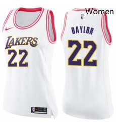 Womens Nike Los Angeles Lakers 22 Elgin Baylor Swingman WhitePink Fashion NBA Jersey Womens Nike Los Angeles Lakers 22 Elgin Baylor Swingman WhitePink Fashion NBA Jersey