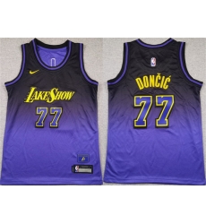 Youth Los Angeles Lakers 77 Luka Doncic Purple 2024 25 City Edition Stitched Basketball Jersey