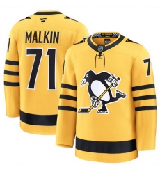Men Pittsburgh Penguins 71 Evgeni Malkin Gold 2025 Alternate Stitched Hockey Jersey