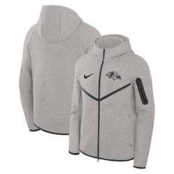 Men Baltimore Ravens Grey Tech Fleece Windrunner Full Zip Hoodie