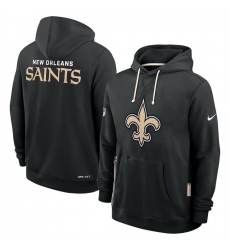 Men New Orleans Saints Black Sideline Standard Issue Initial Home Dri FIT Pullover Hoodie