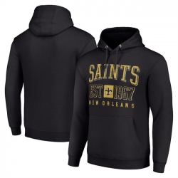 Men New Orleans Saints Black Throwback Logo Pullover Hoodie