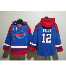 Men Buffalo Bills #12 Jim Kelly Aqua Lace Up Pullover Hoodie Men Buffalo Bills #12 Jim Kelly Aqua Lace Up Pullover Hoodie