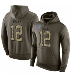 NFL Nike Buffalo Bills 12 Jim Kelly Green Salute To Service Mens Pullover Hoodie NFL Nike Buffalo Bills 12 Jim Kelly Green Salute To Service Mens Pullover Hoodie