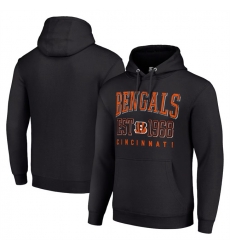 Men Cincinnati Bengals Black Throwback Logo Pullover Hoodie